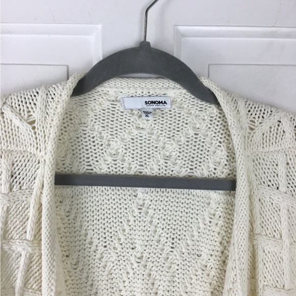 Chunky Knit Fringe Vest XL Natural - Picture 2 of 4